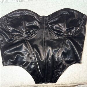Black Shiny Bustier Top